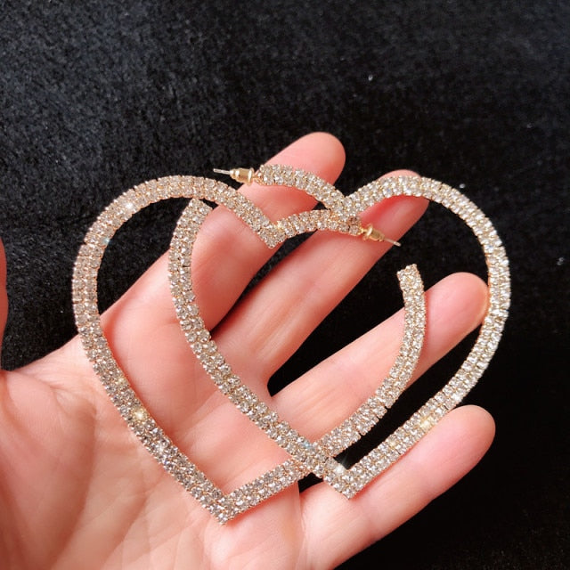 Heart Crystal Hoop Earrings