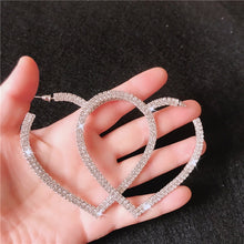 Load image into Gallery viewer, Heart Crystal Hoop Earrings
